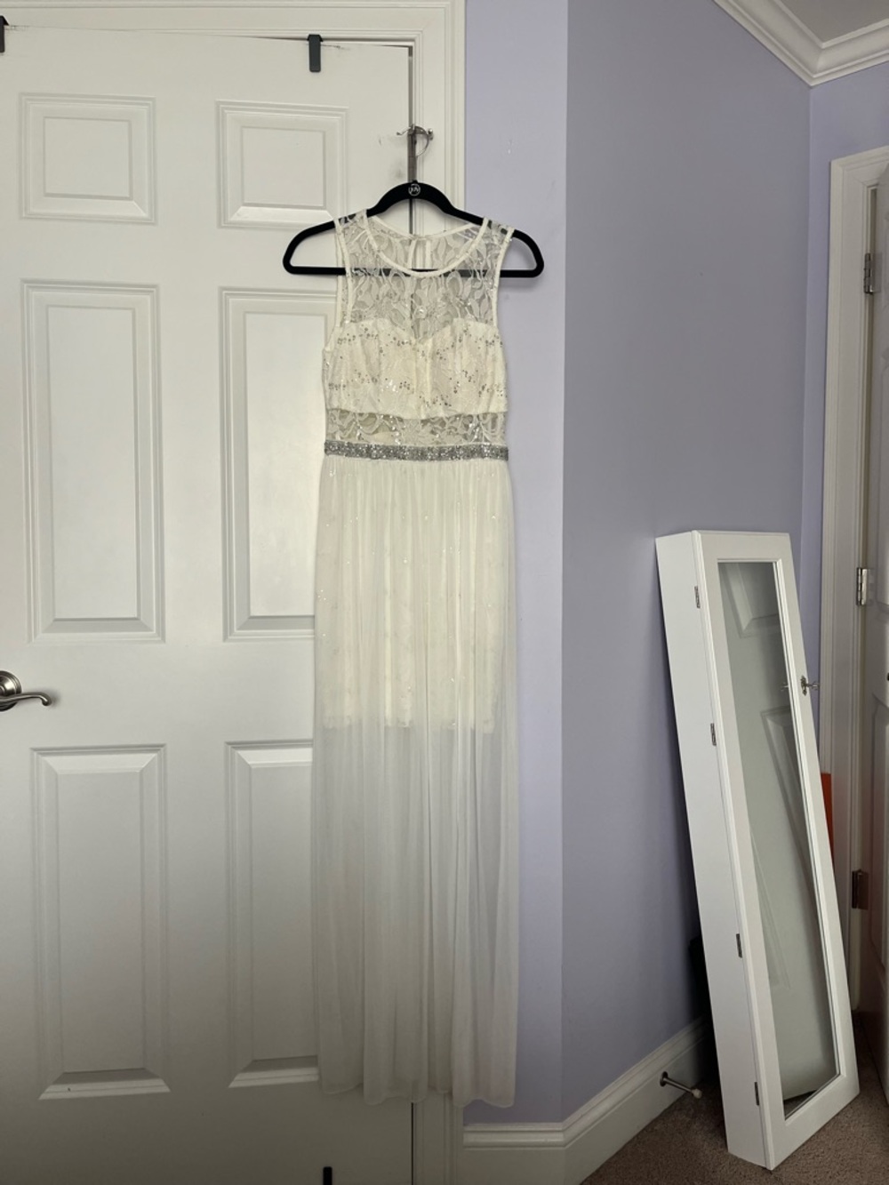 BCX Juniors White Lace Overlay Maxi Dress